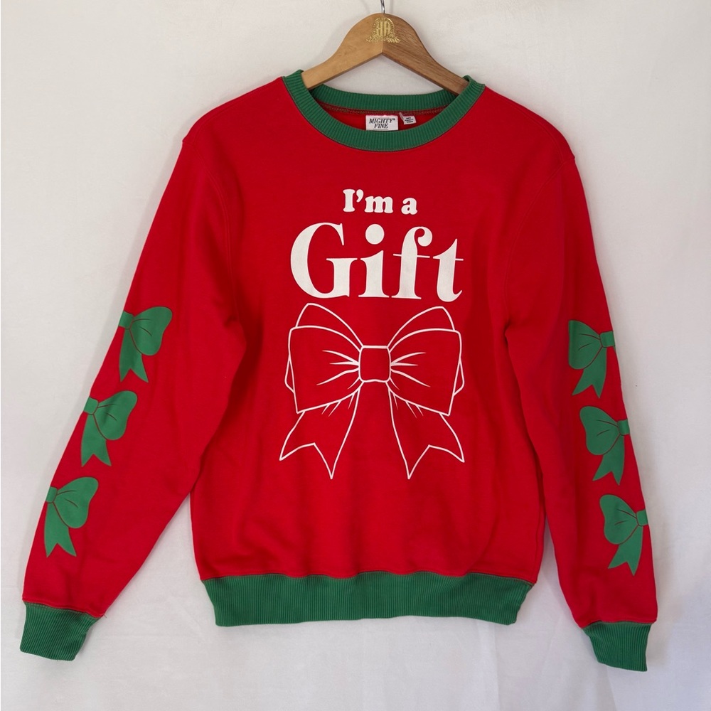 Mighty Fine Women's Sweatshirt Red Green Bows I’m a gift